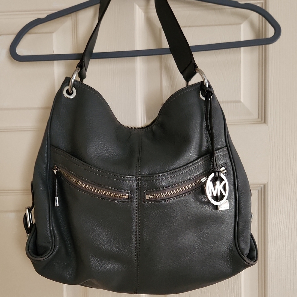Michael Kors Gray Leather Shoulder Bag